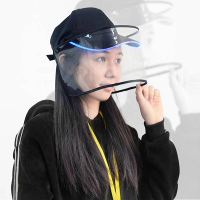 DJ party supply cool hat LED glowing baseball cap detachable face shield anti-saliva protective Isolation cap